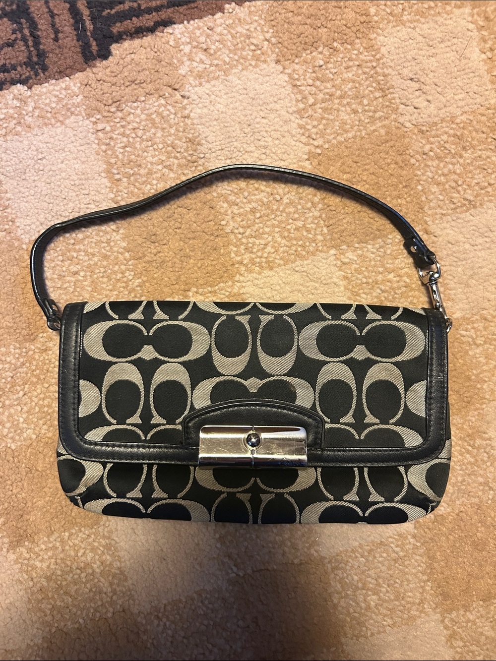 Coach Black and Gray Signature Shoulder Bag
